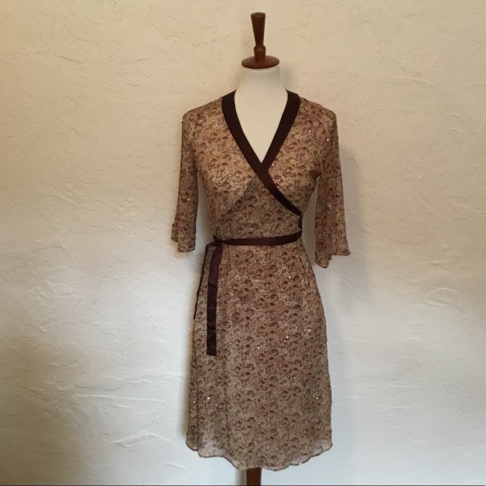 Sequin And Silk Wrap Dress. Size Medium.